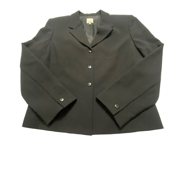 Anne Klein 3 button Shoulder Pads Jacket Blazer Suit Black Size 12 Career Wool - Picture 4 of 12